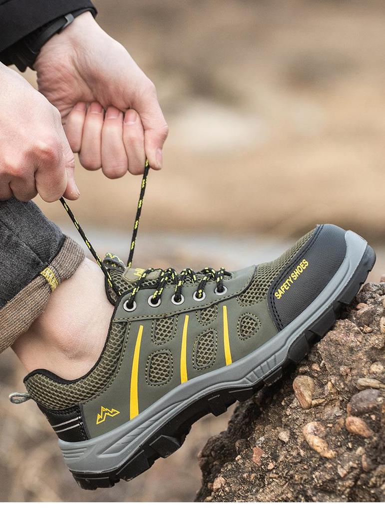 Men's Steel Toe Low-Top Safety Shoes: Anti-Smash, Anti-Puncture, Breathable, Wear-Resistant for Construction Sites.
