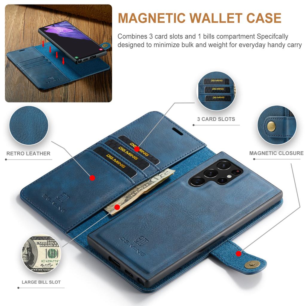 DG.MING for Samsung Galaxy S26 Ultra Case Detachable Wallet Stand Split Leather Phone Cover