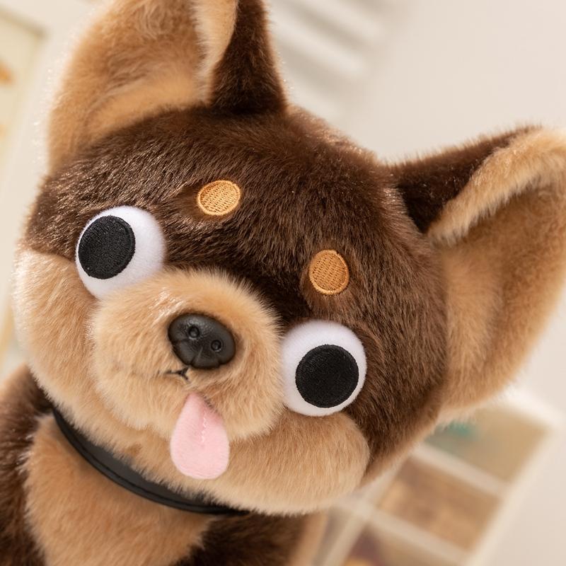 Cartoon Chihuahua Plush DollBig Eyes Stick Out Tongue Multiple Postures Dog Animal Stuffed Toy Birthday Gift for Baby Friends