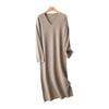 Women Sweater Dress 100% Wool TIDENOVEL V-neck Knit Long Pullover Winter Jumpers Wool Long Dress Female