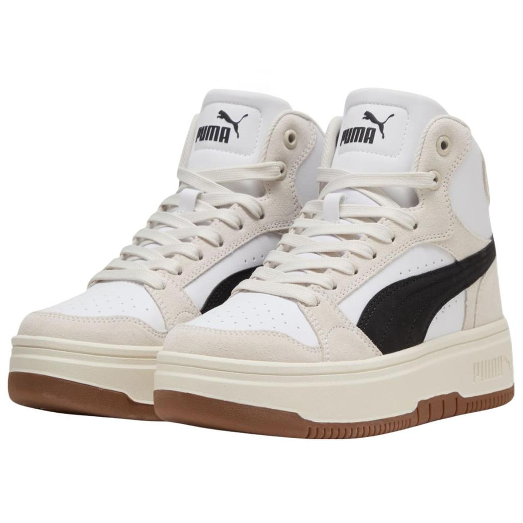 Puma Rebound Femme Mid Suede White Black Frosted Ivory Women Sneakers Cream 402595-01