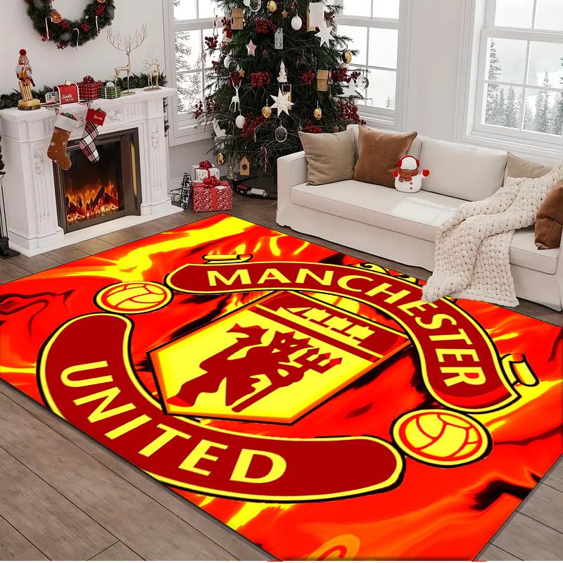 1PC rug Flaming Manchester Crest Carpet, Chair Rug,Area Rug for Office Bedroom living rooms bedroom, Doormat decor Christmas fan gifts