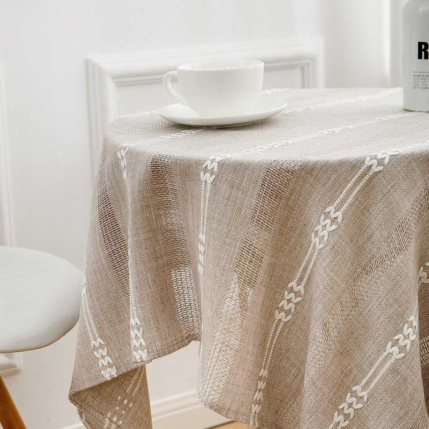 

Сільська Скатертина Овальна Смужка Вишивка Квітка Льон Міцна Накидка Кухонний Стіл Тканина 140*360cm