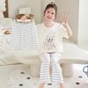 2026 Cotton Pajama Set Girls Short Sleeve Thin Sleepwear Sweet Cartoon Print Kids Home Outfit