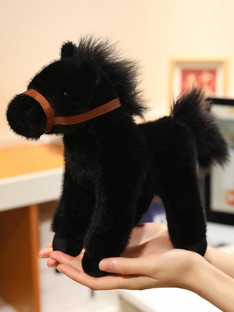 Cross-border Simulation Plush Pony: White Dragon, Black Horse, White Horse Dolls - Gift for Boys and Children
