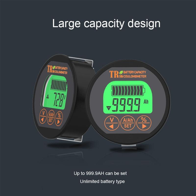 TR16 8-80V Waterproof Battery Capacity Tester Voltage Current LCD Display with Memory Function Battery Capacity Tester