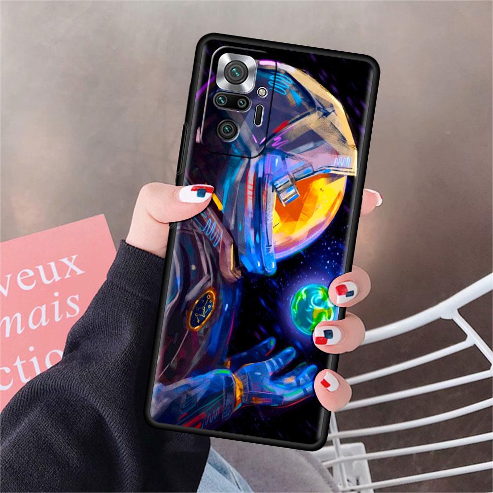 Hülle Für Xiaomi Redmi Note 10 9 11 Pro Weiche Handyhülle 10S 9S K40 8 9A 9C 9T 7 10C 8T Silikonhülle Cool Lonely Astronaut Capa