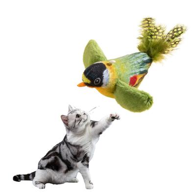 Interactive Chirping Bird Cat Toy Touch Activated Electric Bird Realistic Simulation Plush Bird Toy for Indoor Cats And Dogs