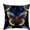 Short plush material pillowcaseHome Decor Blue  Gold Butterfly Patterned Pillow Covers Pattern Cushion Cover Suitable for Sofa
