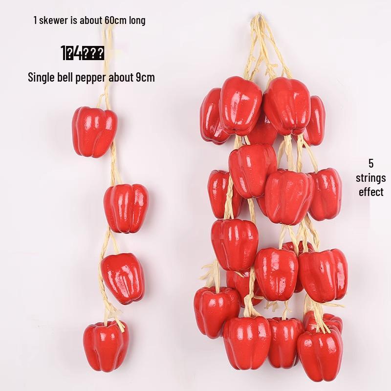 Artificial Vegetable & Fruit Skewer Wall Hanging - Chili & Corn Decor