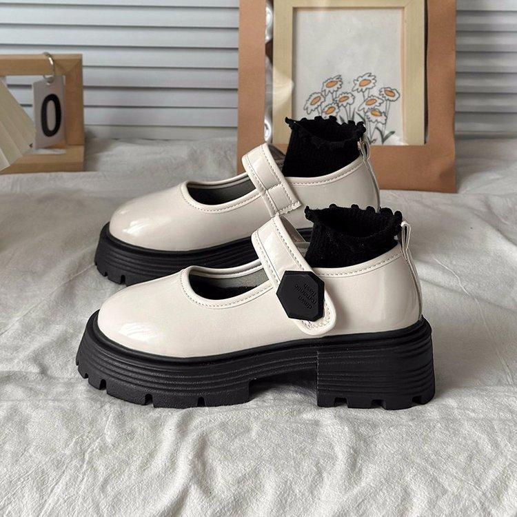 White Hundred College Style Thick Bottom Shoes Fashionable and Comfortable Women Summer Vintage Mary Jane Shoes