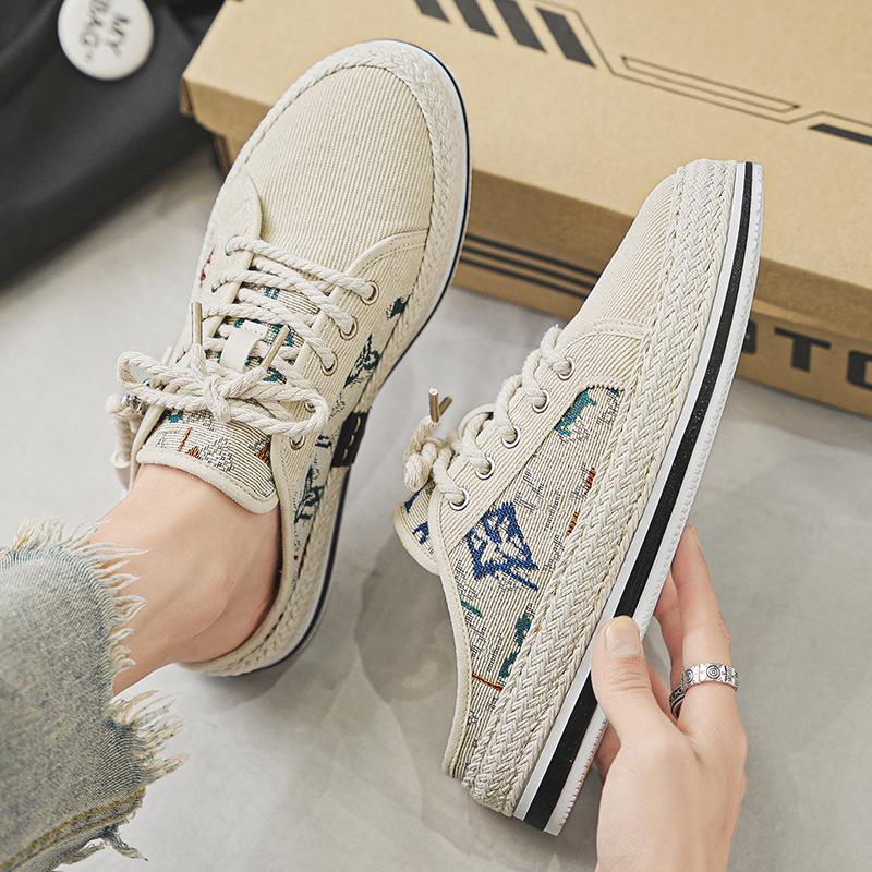 Half canvas shoes new summer personalized soft-soled casual shoes lazy shoes 39