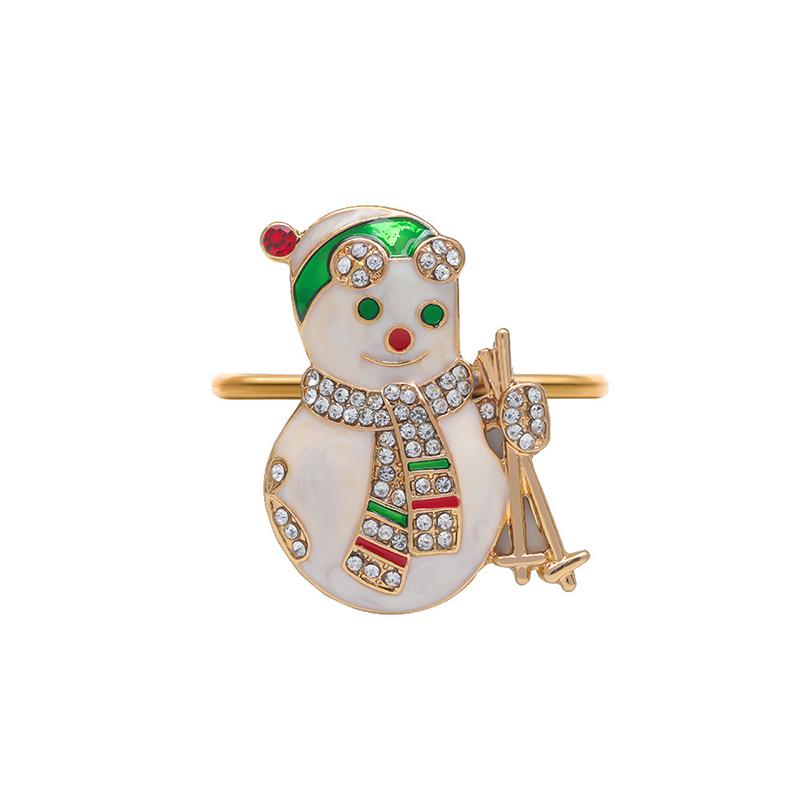 Christmas Napkin Ring Metal Xmas Bell Elk Napkin Holder Flower Wreath Rings Wedding Banquet Hotel Table Decoration Accessories