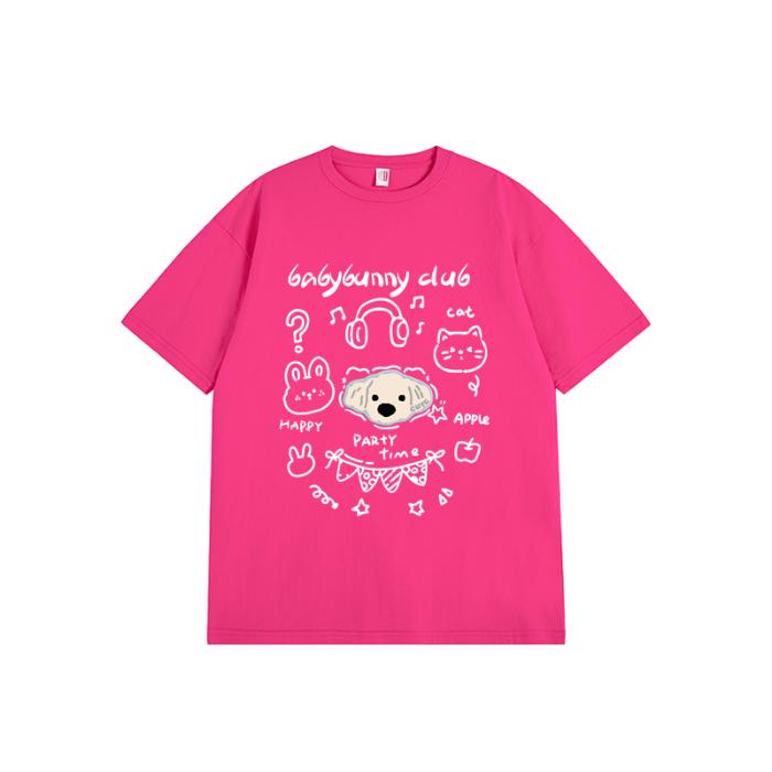harajuku Round Neck oversize Casual Y2K Tops young girl t shirts 2025 summer pure cotton Women funny cartoon Print T-Shirt streetwear