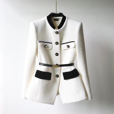 Spring and Autumn Women's Mid-length Slim Waist Tunic Small Size Positive Shoulder Jacket