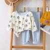 Kids Cotton Thermal Underwear Set Boys Girls Spring Autumn Pajamas Baby Warm Home Wear Long Sleeve Pants Lounge Suit