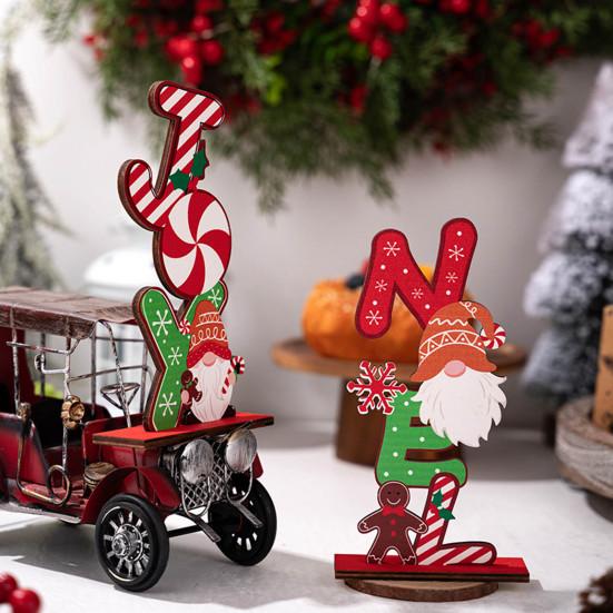 Wooden Christmas Ornament Desktop Faceless Gnome Gingerbread Man Decoration Xmas