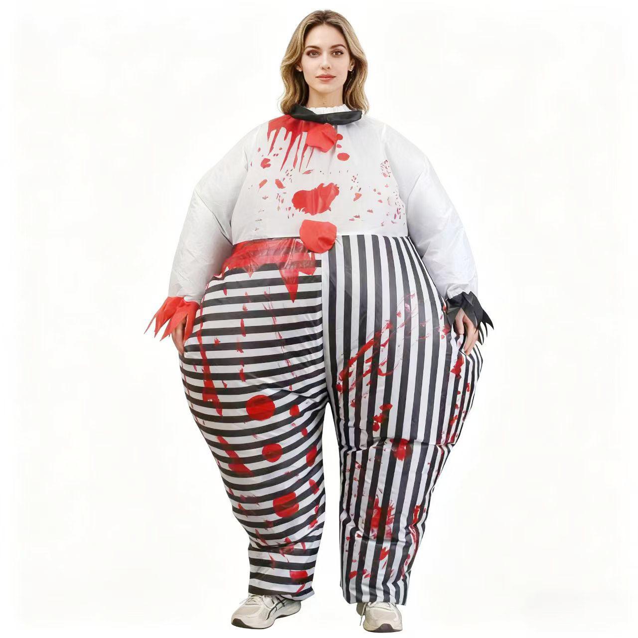 Horror bleeding clown inflatable costume, for