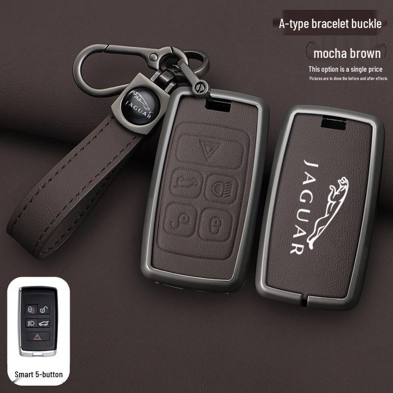 Jaguar Car Key Case: Compatible with 23 XFL, XEL, F-Pace, E-Pace, XJL, F-Type - Stylish Metal Shell and Buckle for Men.