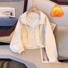 Giacca Corta con Cappuccio Donna Primavera Autunno Lady Larga Sottile Giacca da Lavoro Top Monocolore Casual Studente Zip Capospalla