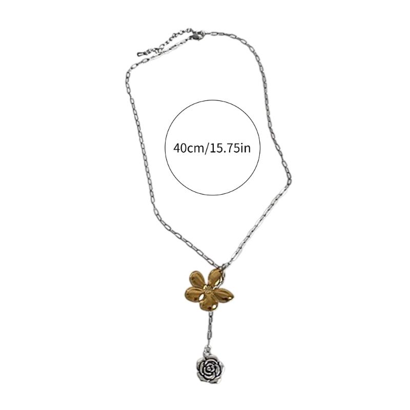 Fashionable Floral Pendant Necklace Women's Exquisite Necklace Jewelry Floral Pendant Neck Chains Accessory Ornament