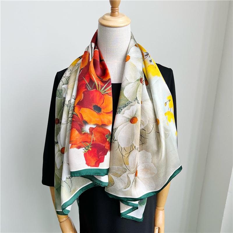 110*110 Cm Square Silk Scarf Women's Fashion Printed Small Neck Scarf Office Women's Hair Belt Folar Handkerchief Women's Handkerchief Shawl Scarf