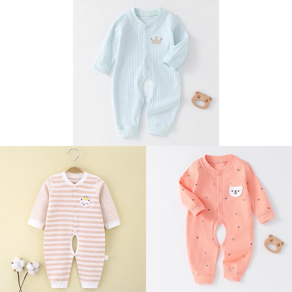 Baby Cotton Long Sleeve Romper With Open Crotch For Newborns Safe And Soft