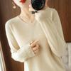 Women's V-Neck Pullover Sweater 2023 - Autumn/Winter Slimming Plus Size Basic Knit Top