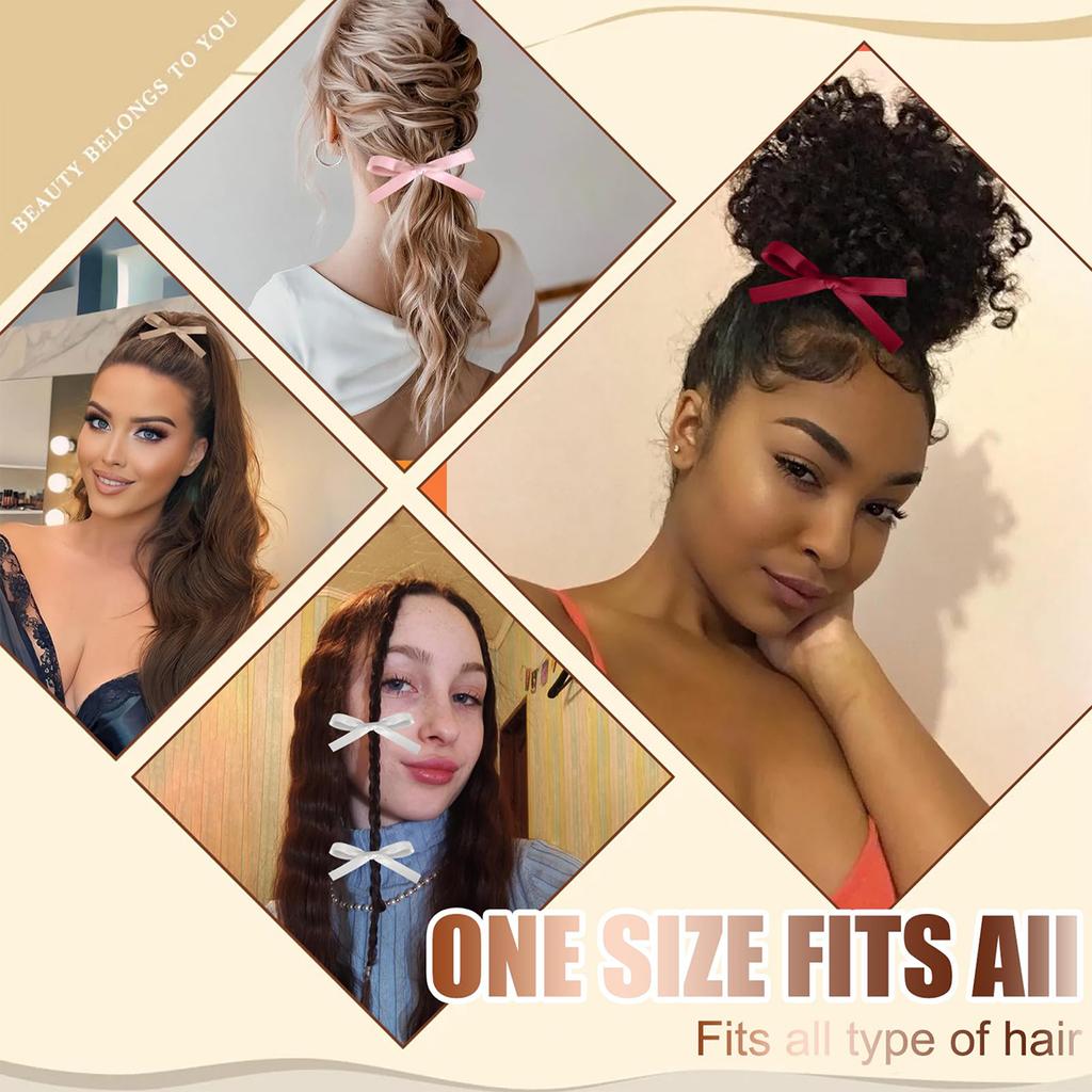 2 Pcs Hair Clip with  Bow Dopamine Color, multicolor ribbons,  sweet and cute hair clips, ballet-style hair accessories