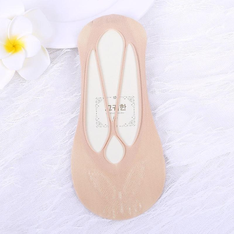 

Женские летние тонкие сетчатые невидимые с мелким вырезом, все закрывающие, с низкой поддержкой, на ремешках, чтобы предотвратить соскальзывание, с носками-следками 1 pair телесный