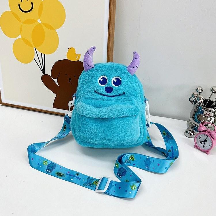 Plush Strawberry Bear Bucket Bag Kids With Net Pocket Cartoon Bag Shoulder