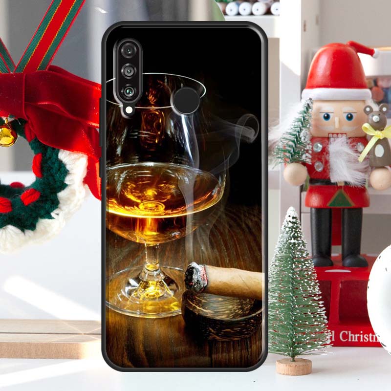 Cygaro Whiskey Lodowy Napój Etui na Huawei Nova 7i 8i 11i 12i 12s Y73 Y70 Y90 Y60 Y72 Y61 Y91 9 10 SE P30 Pro P40 Lite