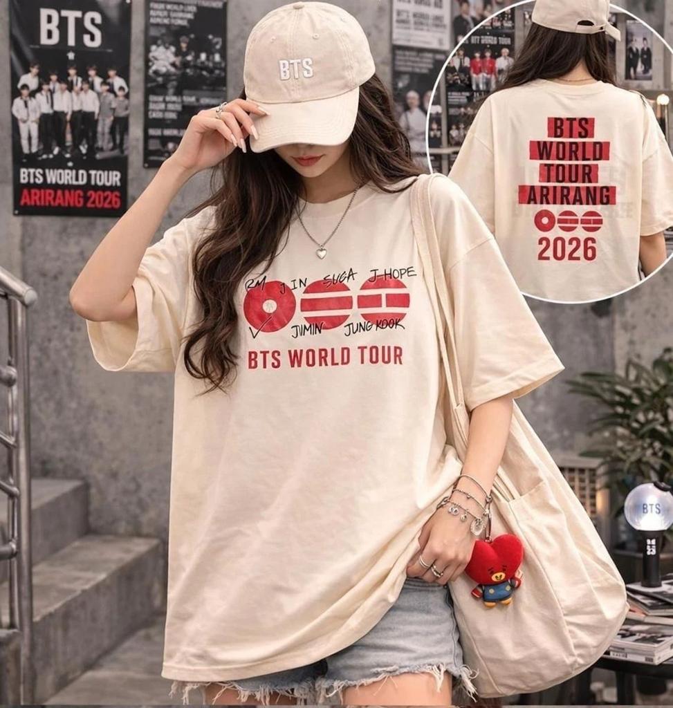 World Tour ARIRANG 2026 Graphic T-Shirt, Kpop Bangtan Boys Fan Tee Vintage Style Fan Tee Casual Crew Neck T-shirt Unisex