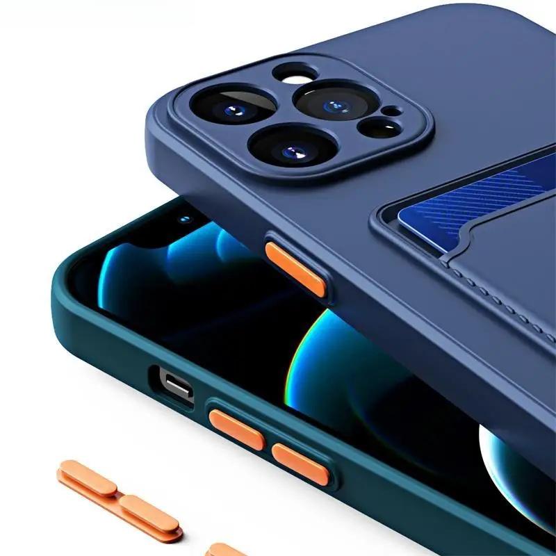 For Iphone 13 13Pro Pro Max ProMax 12 11 X XS XSMax XR 12Pro 11Pro 13ProMax Card Holder Wallet Coque Shockproof Silicone Cover