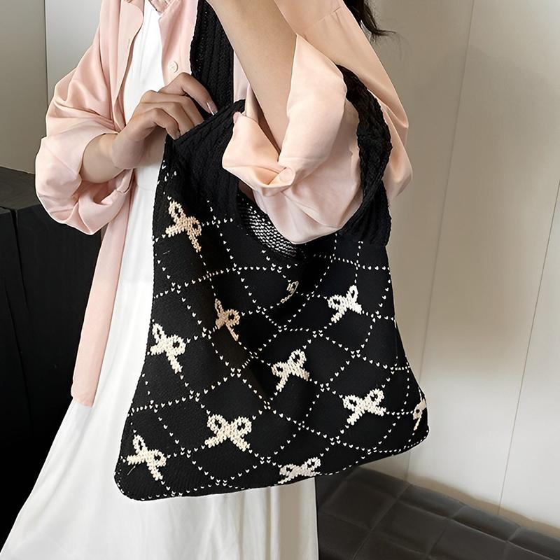 Leisure Shoulder Bag Retro Knitted Shoulder Bag Tote Large Capacity Shopping Bag