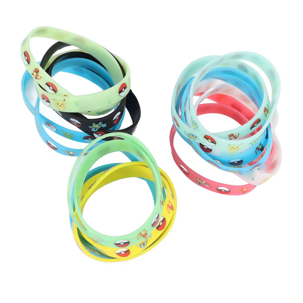 20pcs Silicone Wristband Bracelets Animation Cartoon Multi Color Anime Wrist Band for Men Women