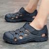 WTEMPO Herren Sommer Watsandalen Sommer Aushöhlen Einfarbig Bindung Weiche Sohle Atmungsaktiv Deodorant Rutschfest Wasserdicht Lässige Sport-Strandschuhe