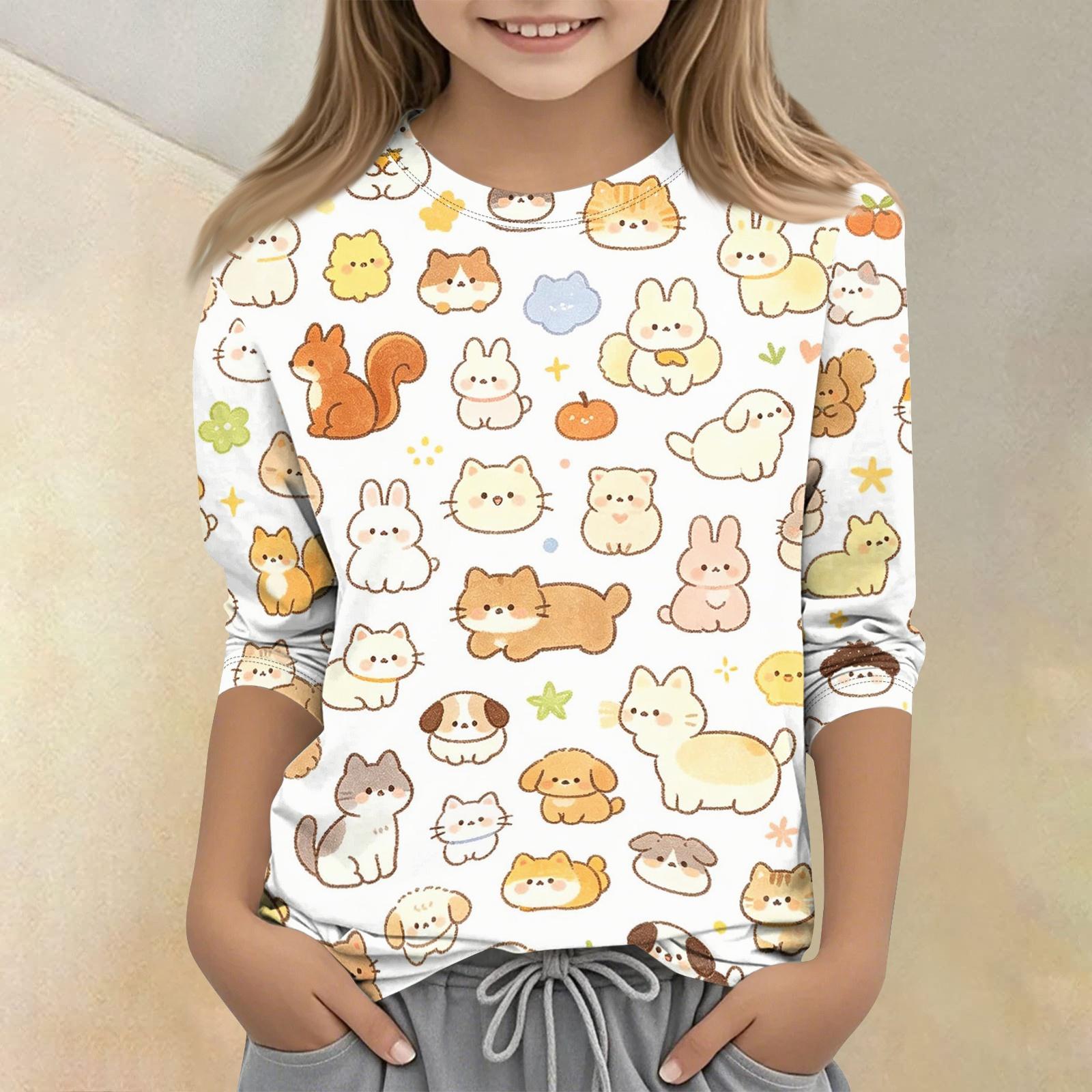 

Kids Animal Print Crew Neck Three Quarter Sleeve Casual T Shirt Soft Comfortable Fabric Suitable for Everyday Wear and Playtime 150