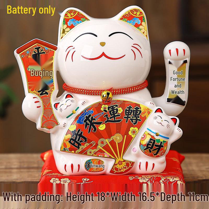 Large Waving Hand Lucky Cat Ornament - Cashier Desk Home Decor Gift