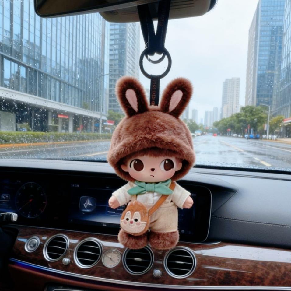 Car plush ornament LABUBU DIMOO WORLD Series Vinyl Face Original Blind Box Toys Action Anime Figure Doll  Christmas Gift  Air outlet ornament
