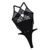 Lace Patchwork Cross Back  See Through Jumpsuit Underwear
