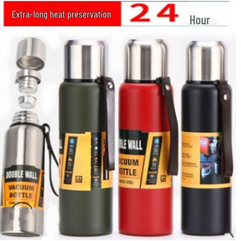 1.5L Russian 304 Stainless Steel Insulated Kettle with Dual Lids for Tea and Water Separation