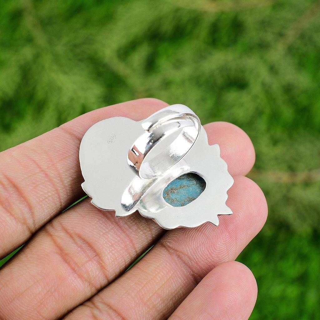 925 Sterling Silver Natural Copper Arizona Turquoise Multi Stone Ring Jewelry