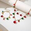 3pcs/set Color Collision Christmas Tree Bell Bracelet Bow Christmas Tree Charm Necklace  Gift