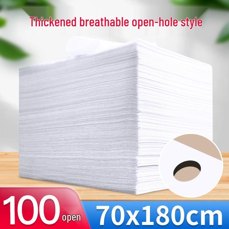 Waterproof Oilproof Disposable Bed Sheets with Hole - Non-Woven, Breathable, 100-Pack