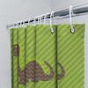 Kids Dinosaur Shower Curtain Green Brown Striped Pattern Waterproof Fabric Perfect For Bathroom Decor