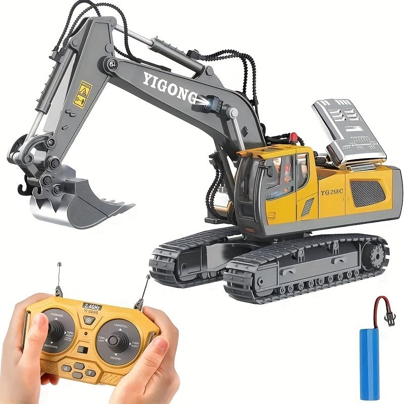 Remote-controlled Excavator 2.4Ghz 11-channel engineering vehicle 1:20 scale with metal bucket with lights suitable for outdoor beach toys