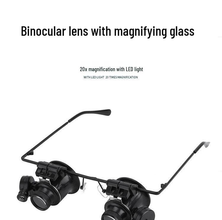 20x Head-Mounted LED Binocular Jewelry & Repair Magnifier