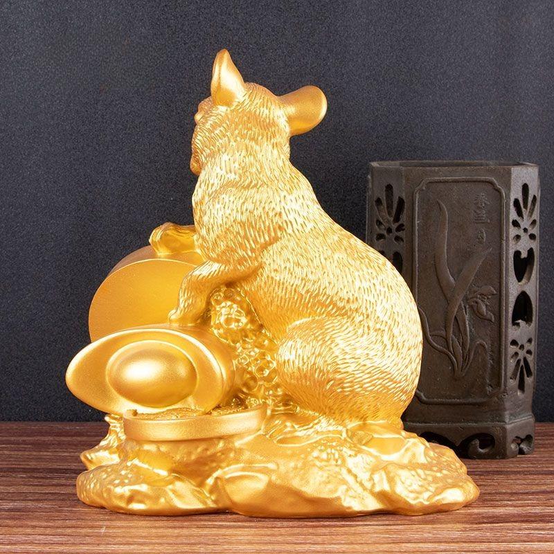 Chinese Zodiac Rat Figurine: Wealth-Attracting Zodiac Rat Living Room Decor Gift