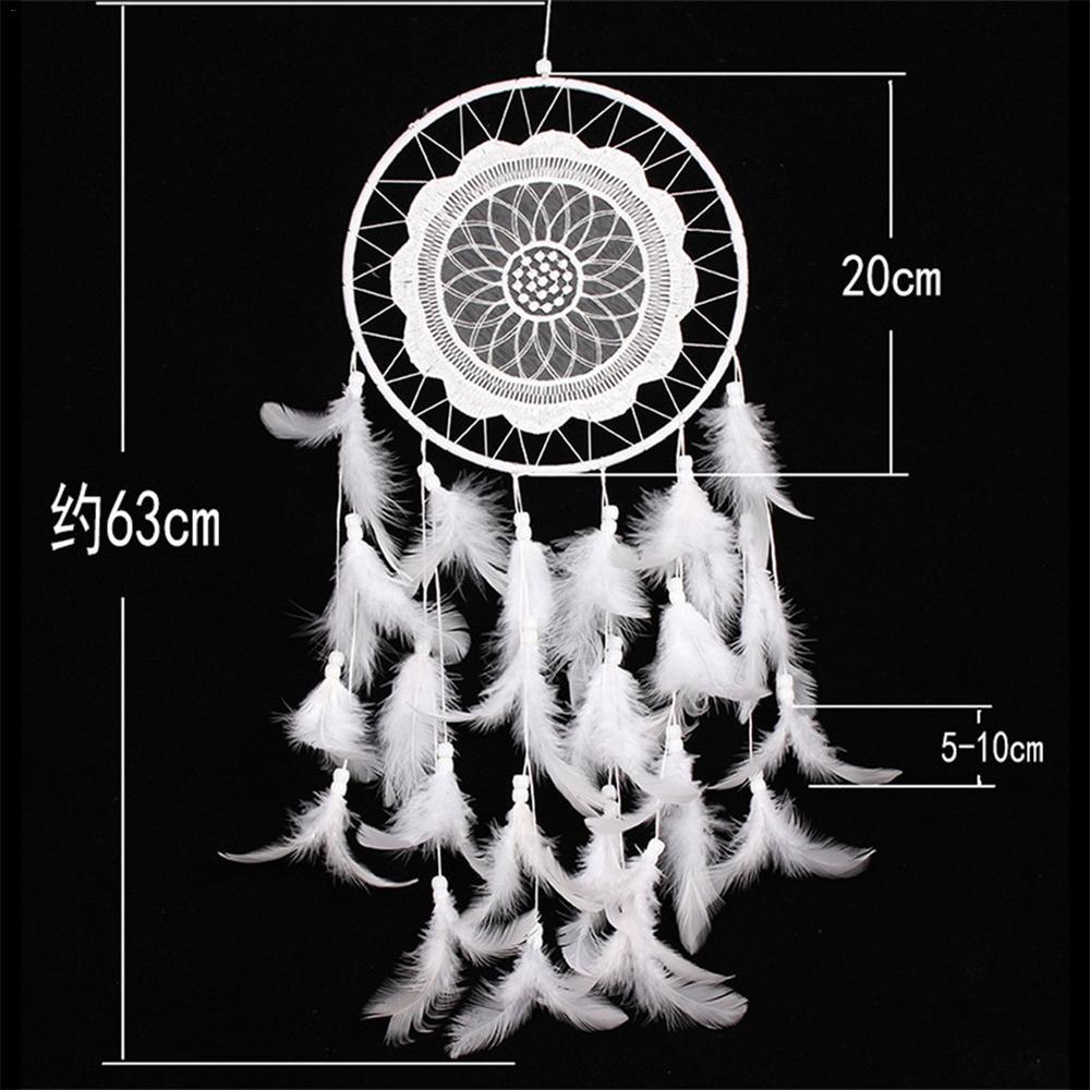 Girl Heart Dream Catcher National Feather Ornaments Lace Ribbons Feathers Wrapped Lights Girls Room Decor Dreamcatcher